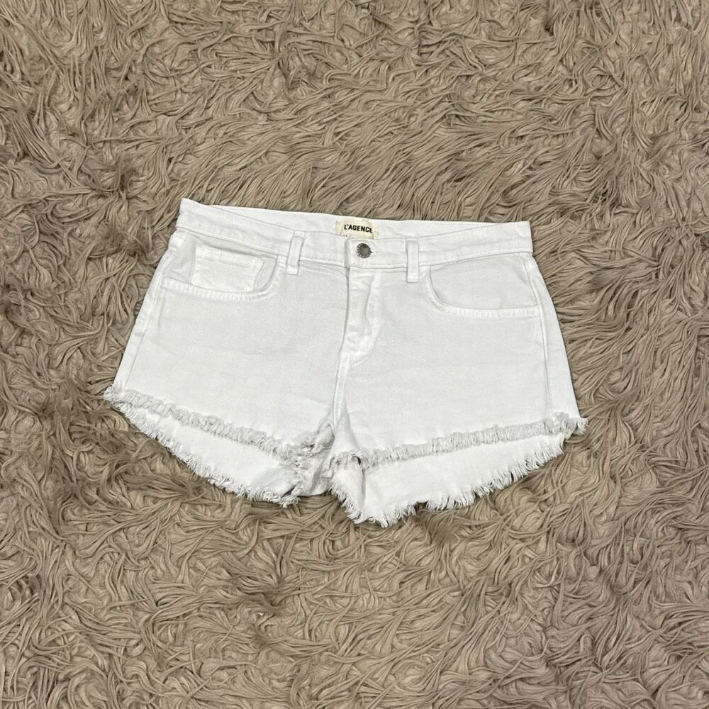 L’agence white denim shorts size 27